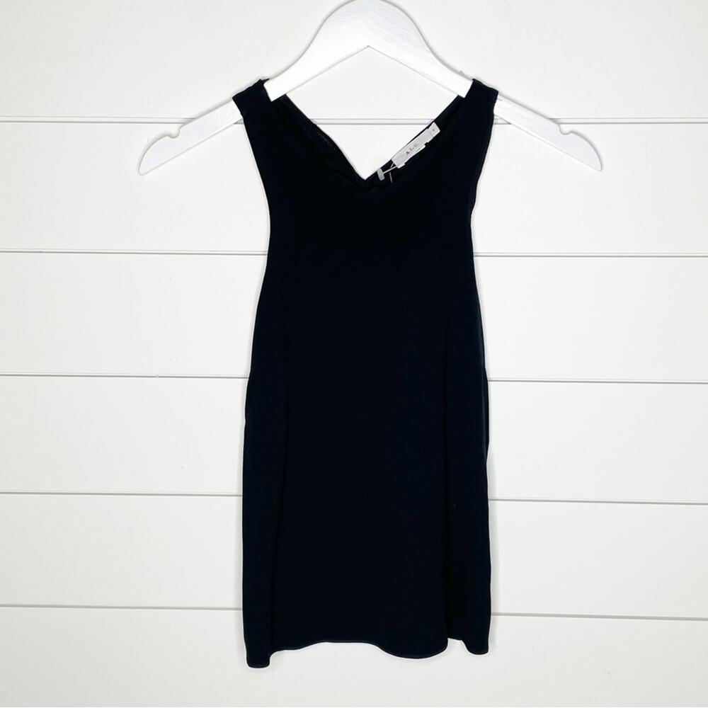 A.L.C. Wrap Back Crepe Racerback Tank Top Black Size 2